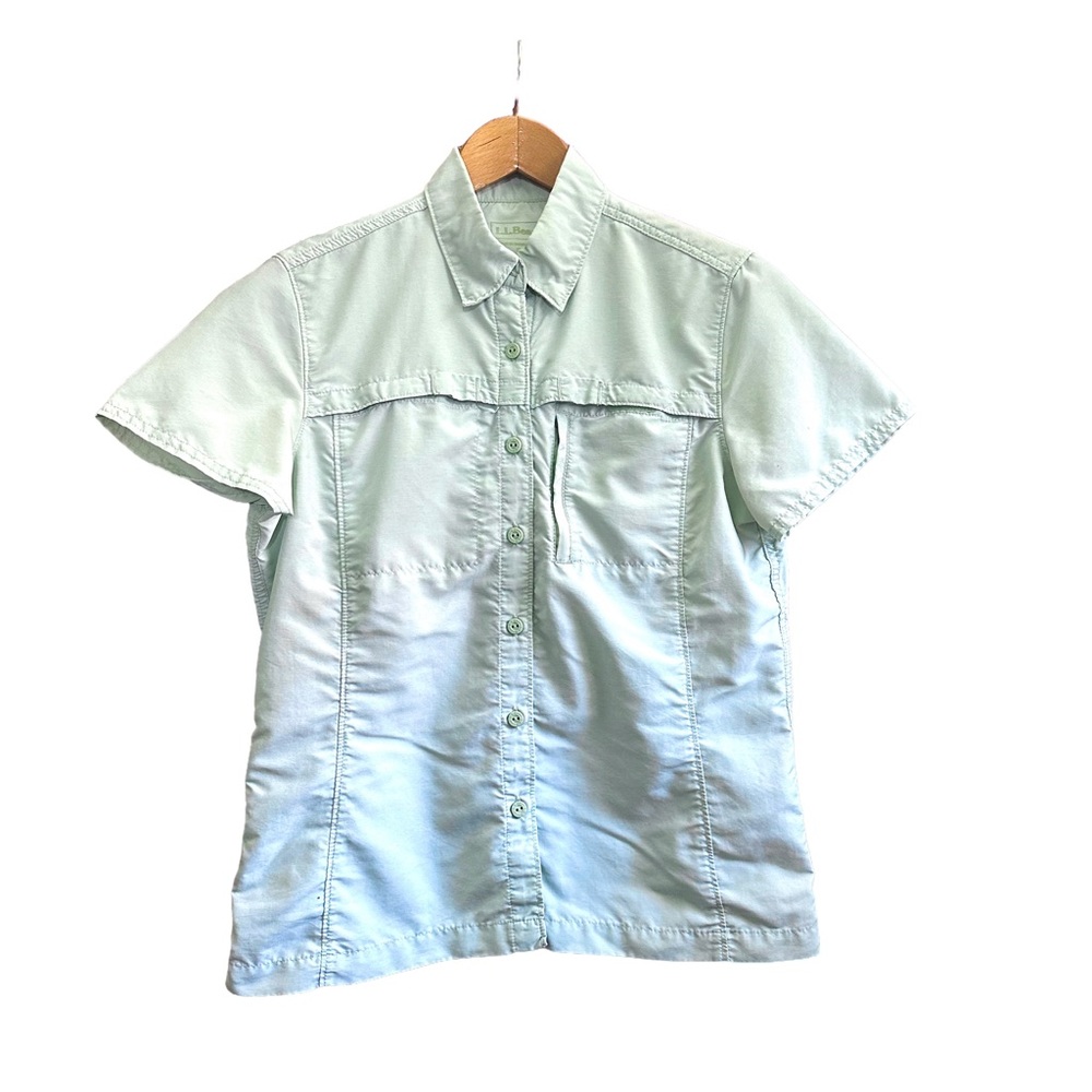 LL Bean Outdoors Shirt Women’s Size Small Pastel Aqua Teal Green